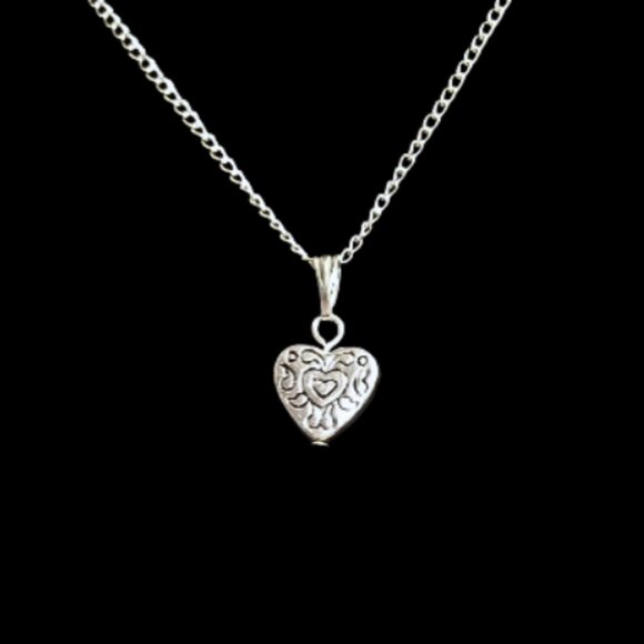 Petite Embellished Silver Heart Necklace - Picture 4 of 5